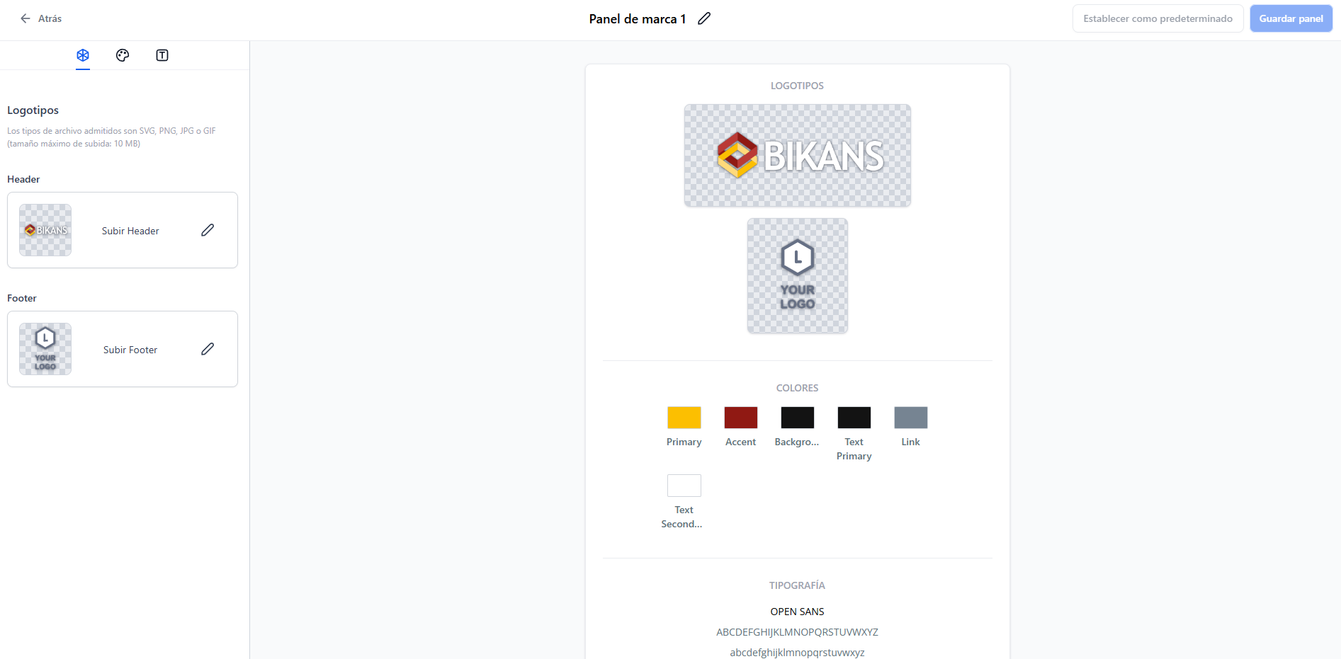 Brandkit - upload logo colours